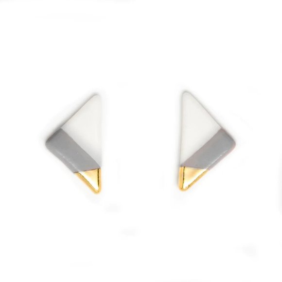ASH Vertical Triangle Studs in Gray - Picture 3 of 3